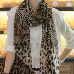 Women Leopard Print Long Scarf Shawl Lad